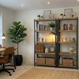 5-Tier Industrial Wood & Metal Shelving Unit Solid Shelves, Angle Steel Frame, Bookcase, Bookshelf, Display Cabinet - thumbnail 2