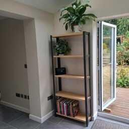 5-Tier Industrial Wood & Metal Shelving Unit Solid Shelves, Angle Steel Frame, Bookcase, Bookshelf, Display Cabinet - thumbnail 3