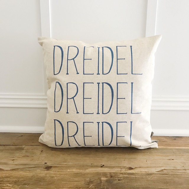 Dreidel Linen Pillow Cover, Hanukkah Home Decor
