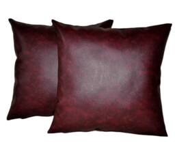 "2 Oxblood Faux Leather Classic Cushions 16"" 18"" 20"