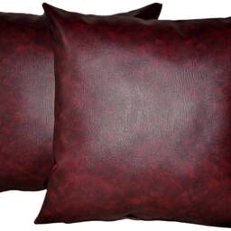 "2 Oxblood Faux Leather Classic Cushions 16"" 18"" 20" - thumbnail 3