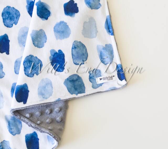 Indigo Dots Minky Lovey Watercolor Baby Security Blanket - image 1