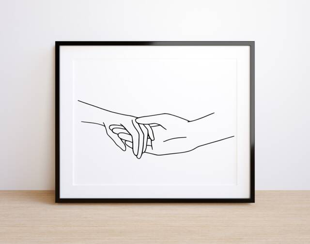Holding Hands Print, Love Print, Life Line Print Poster, Wall Art, Home Decor, Poster Print, Wall Print, Drawing Couple Romantic Print