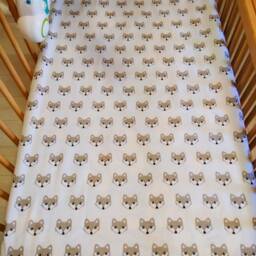 Gray Fox Crib Sheet Or Pillowcase, Cotton Animal Bedding - thumbnail 3