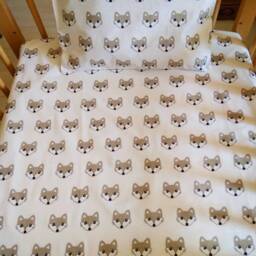 Gray Fox Crib Sheet Or Pillowcase, Cotton Animal Bedding - thumbnail 4