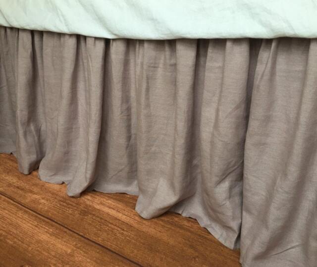 Natural Linen Bedskirt in Orchid, Medium Weight Fabric, Bed Ruffles, Dust Skirts, Shabby Chic Bedding - image 1