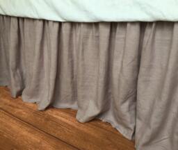 Natural Linen Bedskirt in Orchid, Medium Weight Fabric, Bed Ruffles, Dust Skirts, Shabby Chic Bedding - thumbnail 1