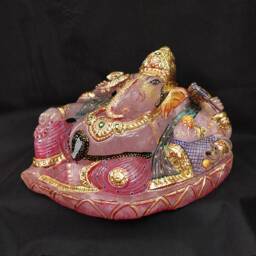 Rose Quartz Ganesha Statue, Hindu Ganpati Vinayaka Idol, Spiritual Crystal Gifts Diwali Housewarming - thumbnail 2