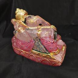 Rose Quartz Ganesha Statue, Hindu Ganpati Vinayaka Idol, Spiritual Crystal Gifts Diwali Housewarming - thumbnail 4
