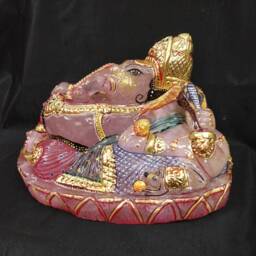 Rose Quartz Ganesha Statue, Hindu Ganpati Vinayaka Idol, Spiritual Crystal Gifts Diwali Housewarming - thumbnail 3