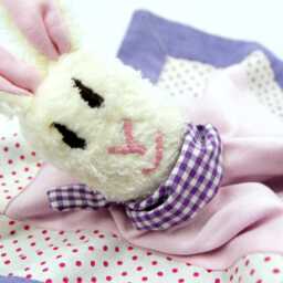 Comforter, Cuddly Toy, Toy With Bunny For Babies, Girls in Pink/Purple/Green. Handmade By Bab-Berlin - thumbnail 3