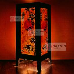 Asian Oriental Orange Dawning Sunset Bamboo Japanese Lamp Zen Bedside Floor Table Paper Light Shades Home Decor Dorm - thumbnail 2