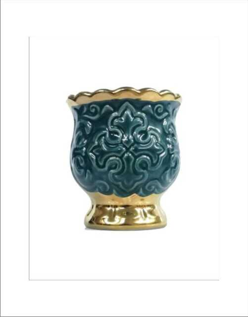 Porcelain Oil Lamp Elegant Ceramic Vigil Lamp With Gold Leaf - image 1