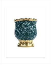 Porcelain Oil Lamp Elegant Ceramic Vigil Lamp With Gold Leaf