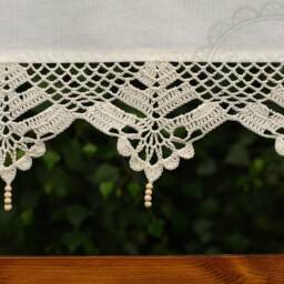Handmade Crochet Cotton Lace Valance, Farmhouse Kitchen Window Curtain - thumbnail 4