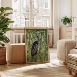 Heron in Reeds Poster, Japanese Woodblock Art Print - thumbnail 3