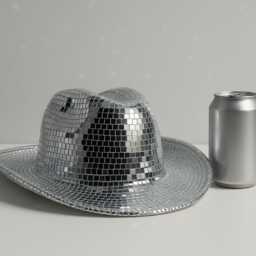 Disco Cowboy Hat - 70S Retro Mirror Tile Party - Silver & Gold Festival Rave Decor - thumbnail 4
