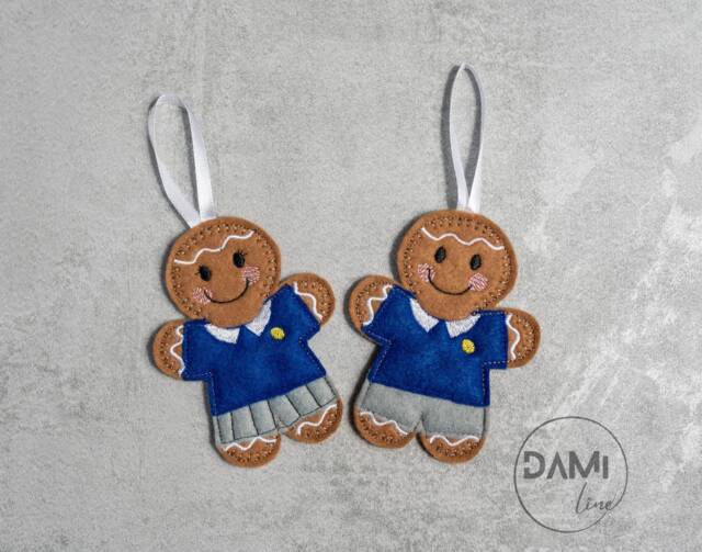 School Boy Or Girl Gingerbread Personalised Christmas Tree Decorations, Christmas Ornaments, Felt Decorations - image 1