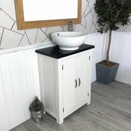 Painted White Bathroom Vanity Unit - Black Quartz Top Ceramic Basin Choice 310Pbqcbc - thumbnail 2