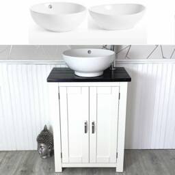 Painted White Bathroom Vanity Unit - Black Quartz Top Ceramic Basin Choice 310Pbqcbc - thumbnail 1