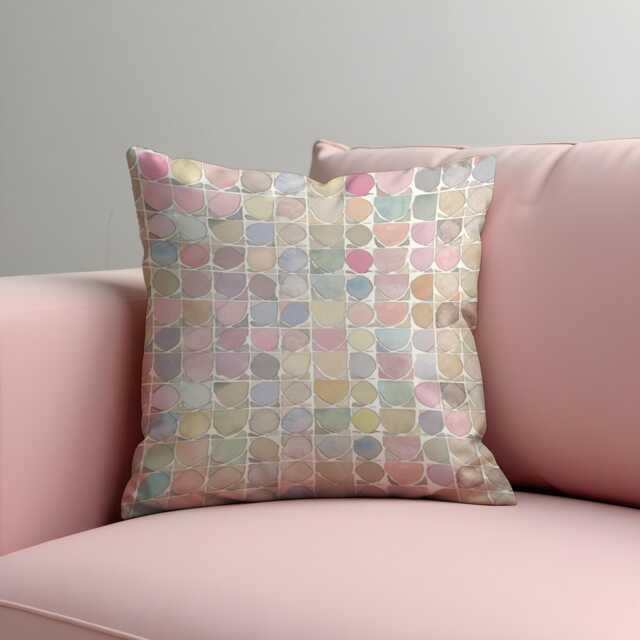 Pastel Geometric Throw Pillow Cover, Modern Circle Pattern Cushion For Sofa Or Bed, Soft Colorful Accent Living Room Nursery - image 1