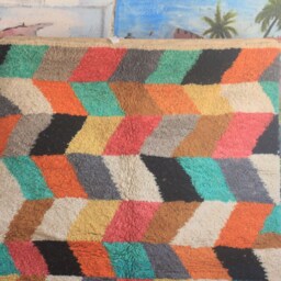Colorful Moroccan Rug, Custom Fabulous Boujad Abstract Multicolored Carpet, Handmade Bohemian Rug - thumbnail 2
