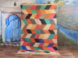 Colorful Moroccan Rug, Custom Fabulous Boujad Abstract Multicolored Carpet, Handmade Bohemian Rug - thumbnail 1