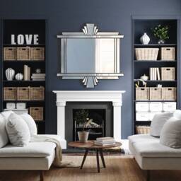 Over Mantle Art Deco Handmade Wall Mirror Alexander in Black - thumbnail 2