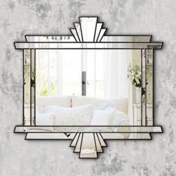 Over Mantle Art Deco Handmade Wall Mirror Alexander in Black - thumbnail 3