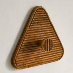 Set Of 3 Rattan Wall Hooks - Mid-Century Modern Triangle Design, Coat Hook, Entryway - thumbnail 2