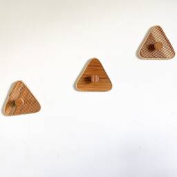 Set Of 3 Rattan Wall Hooks - Mid-Century Modern Triangle Design, Coat Hook, Entryway - thumbnail 1