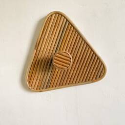 Set Of 3 Rattan Wall Hooks - Mid-Century Modern Triangle Design, Coat Hook, Entryway - thumbnail 4