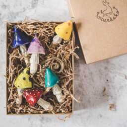 Yellow Mushroom Christmas Ornament - Handmade Woodland Holiday Decor - thumbnail 4