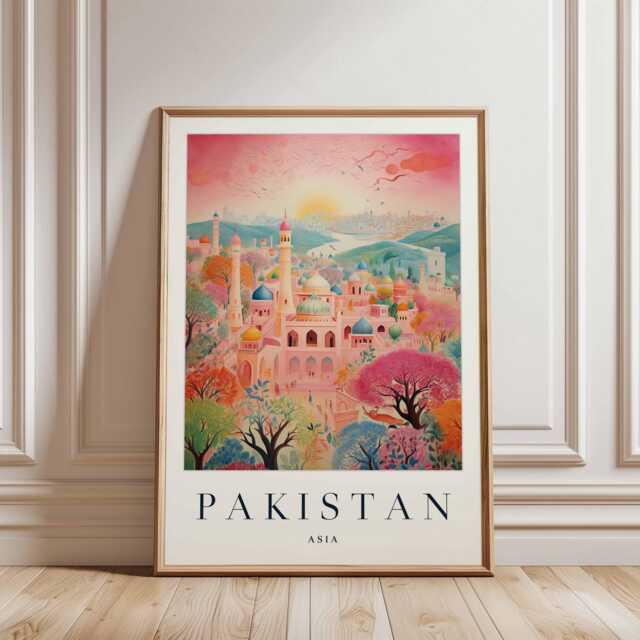 Pakistan Travel Poster Asia Landscape Art Print - image 1