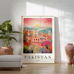 Pakistan Travel Poster Asia Landscape Art Print - thumbnail 2