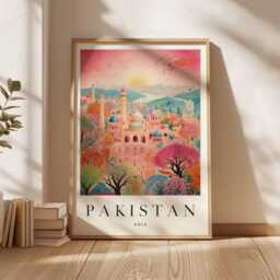 Pakistan Travel Poster Asia Landscape Art Print - thumbnail 3