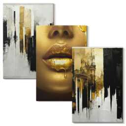 Canvas Art Set Of 3 - Painting & Portrait A Woman, Yellow Wall Art, Artwork Decor - thumbnail 2
