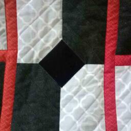 Black, Grey, & Red Quatrefoil Homemade Quilt For Baby Or Home Decor Throw - thumbnail 3