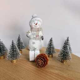 Snowy Green Mini Christmas Tree - 6 Pcs Dollhouse Village Decor - thumbnail 4