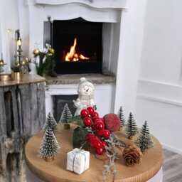 Snowy Green Mini Christmas Tree - 6 Pcs Dollhouse Village Decor - thumbnail 3