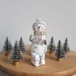 Snowy Green Mini Christmas Tree - 6 Pcs Dollhouse Village Decor - thumbnail 2