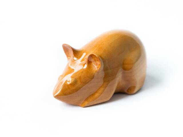 Hand Carved Ash Wood Mouse Figurine Minimalist Sculpture - image 1