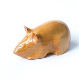 Hand Carved Ash Wood Mouse Figurine Minimalist Sculpture - thumbnail 3