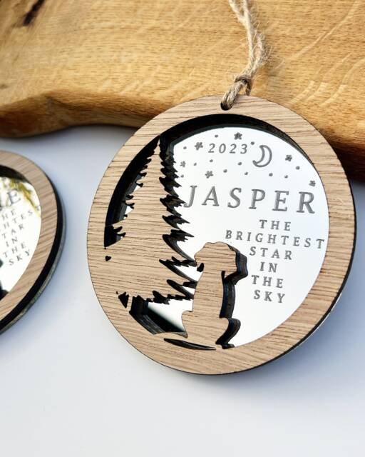 Christmas Dog Memorial Ornament, Dog Bauble, Personalised Decoration, The Brightest Star in The Sky, Lover - image 1