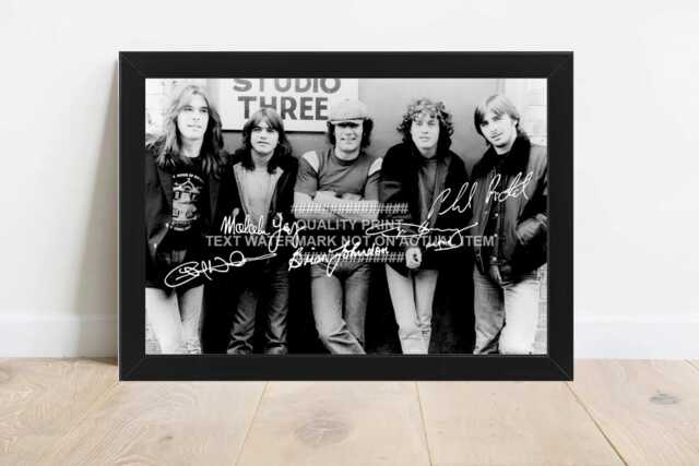 Ac/Dc Band Signed Printed Autograph Print Photo Framed Option Tour Music Acdc - image 1