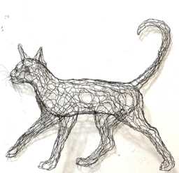 standing/Walking Cat 3D Wire Sculpture By Artist Elizabeth Berrien - thumbnail 1