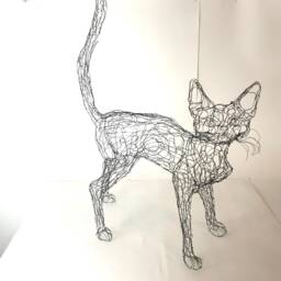 standing/Walking Cat 3D Wire Sculpture By Artist Elizabeth Berrien - thumbnail 2