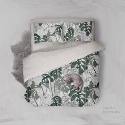 3D Monstera Leaf Duvet Cover Set, Tropical Green Bedding - thumbnail 1