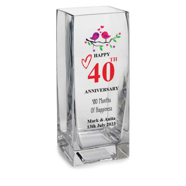 Personalised 40Th Anniversary Flower Vase Gift For Couple Husband Wife - image 1