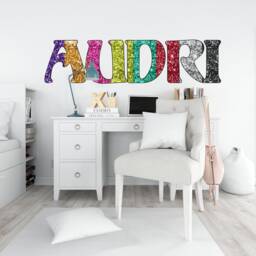 Glitter Rainbow Personalized Girls Room Wall Sticker Custom Name Removable Decal Home Decor Art Mural - thumbnail 1